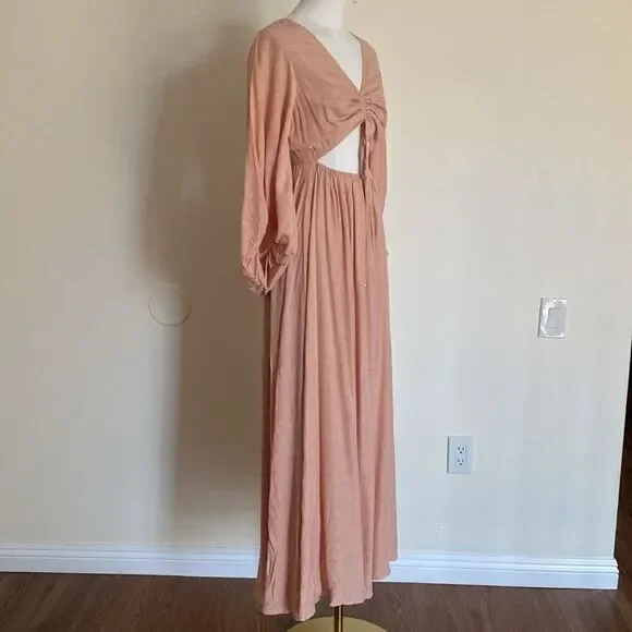 Aura the Label Peach Maxi Cutout Dress Size Small New With Tags - Picture 8 of 15
